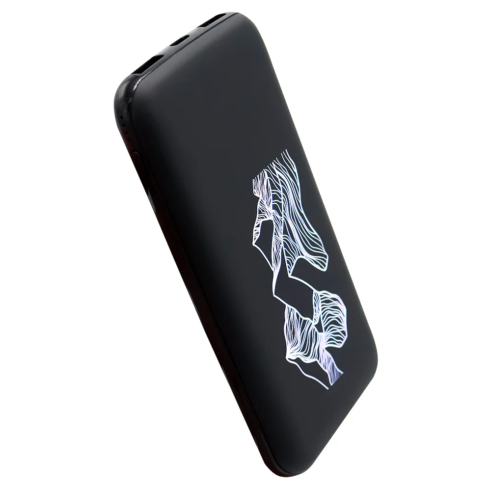 Внешний аккумулятор Kugo 10000 mAh с подсветкой гравировки черный - фото 4