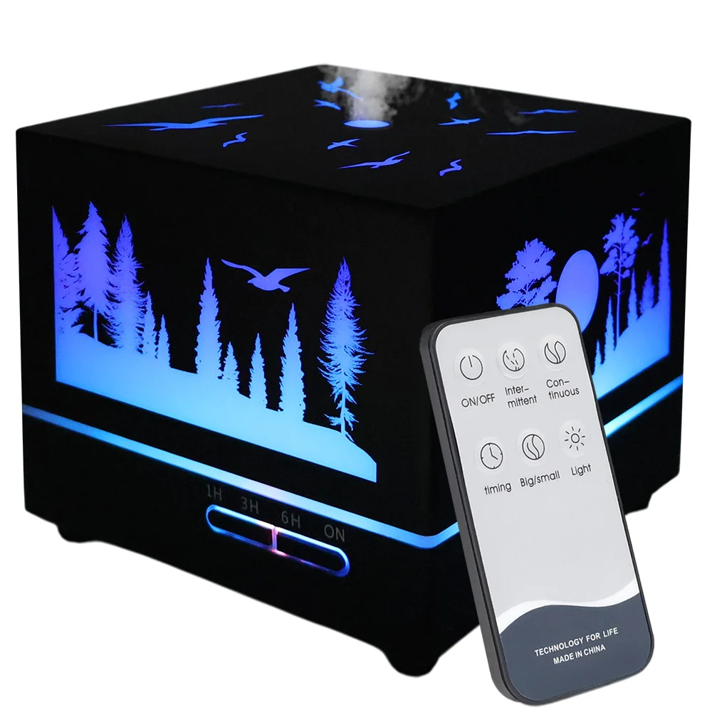 Светодиодный увлажнитель Wisdom с подсветкой гравировки, черный, 550 мл