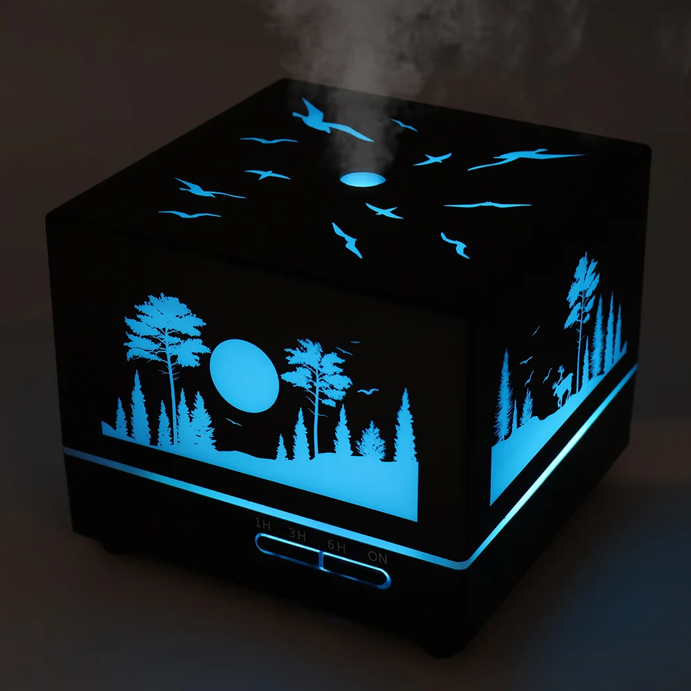 Светодиодный увлажнитель Wisdom с подсветкой гравировки, черный, 550 мл - фото 4