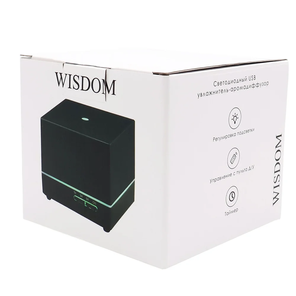 Светодиодный увлажнитель Wisdom с подсветкой гравировки, черный, 550 мл - фото 9