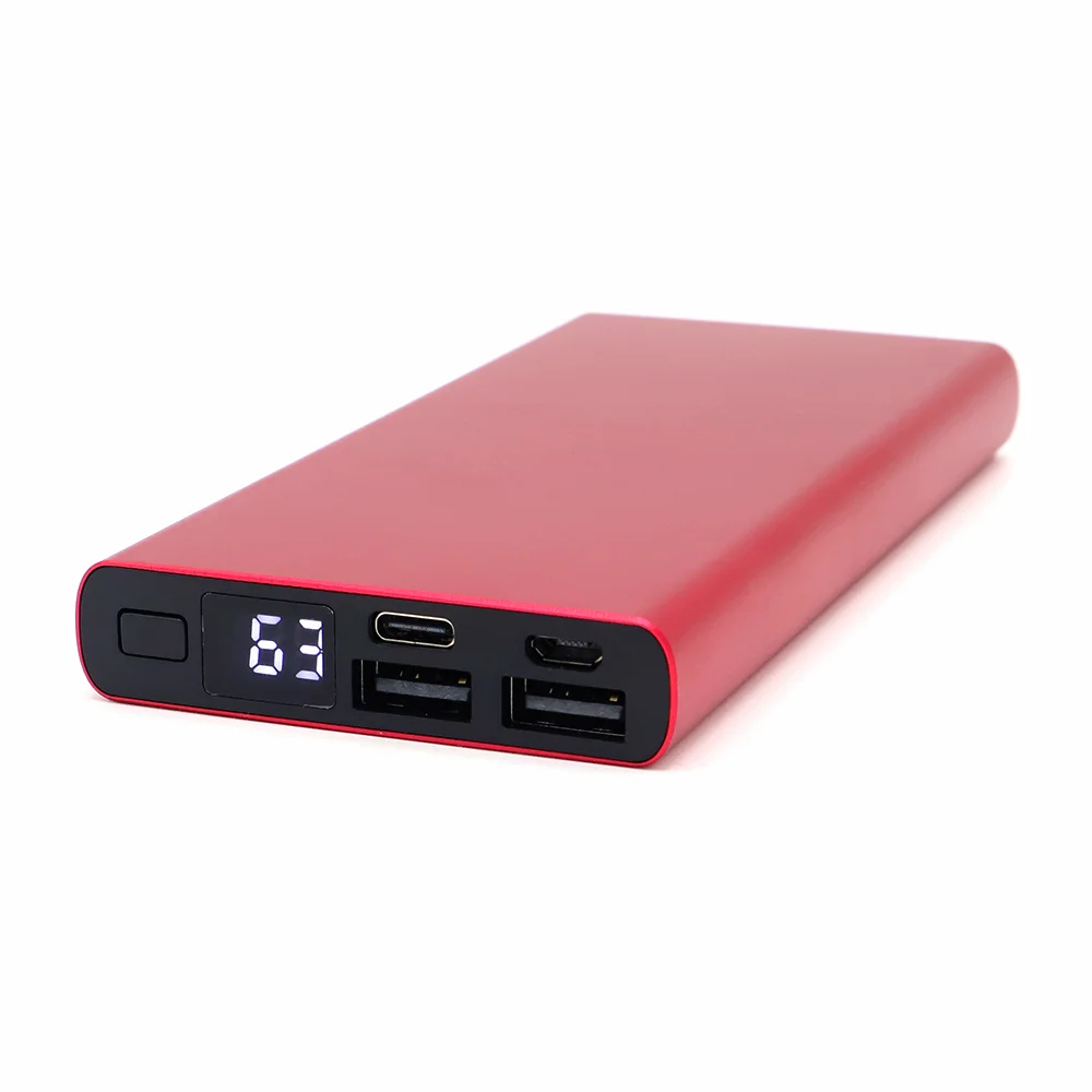 Внешний аккумулятор Höginn в металлическом корпусе 10000mAh красный. - фото 2