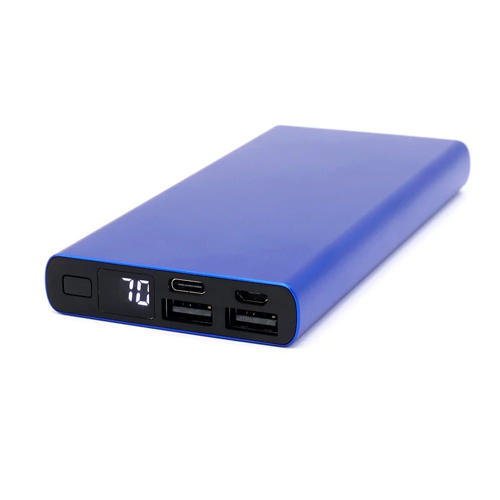 Внешний аккумулятор Höginn в металлическом корпусе 10000mAh синий. - фото 2