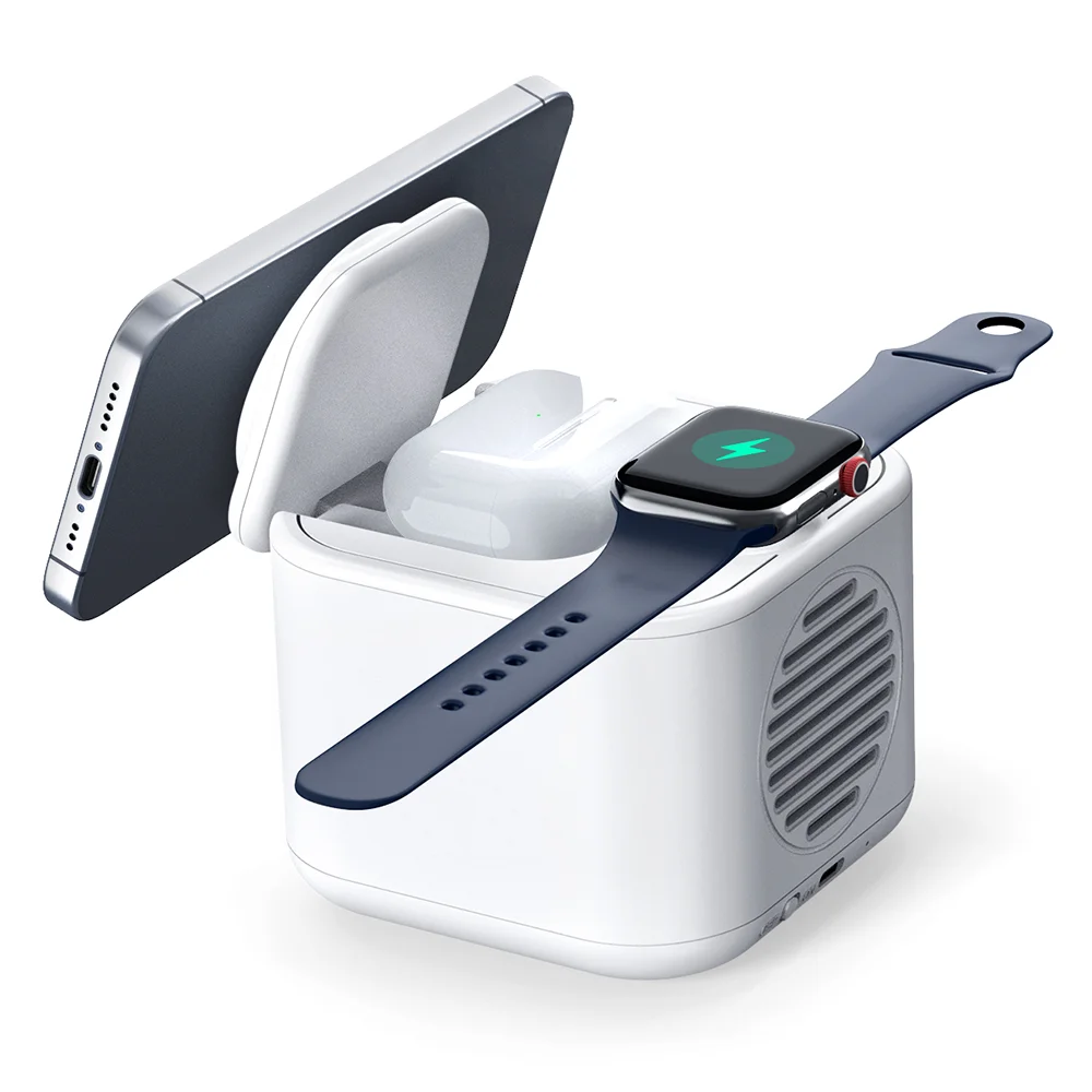 Беспроводная колонка Powerbox 5W с беспроводной зарядкой 15W белый - фото 2