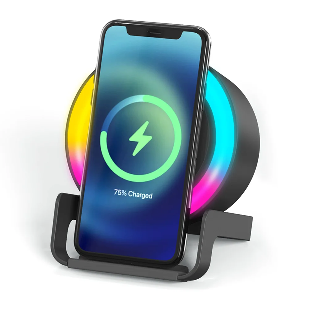 Беспроводная Bluetooth колонка U-Tone RGB c функцией беспроводной зарядки 15W черный - фото 2