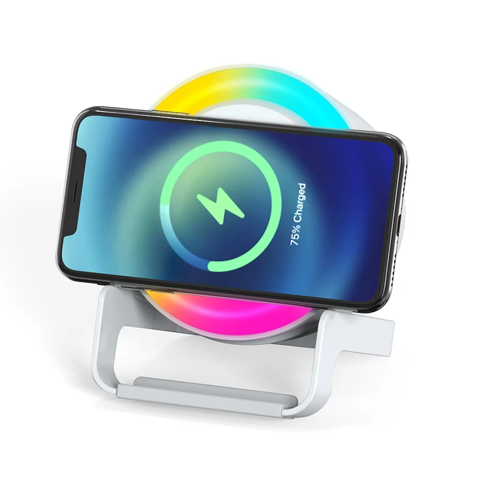 Беспроводная Bluetooth колонка U-Tone RGB c функцией беспроводной зарядки 15W белый - фото 2