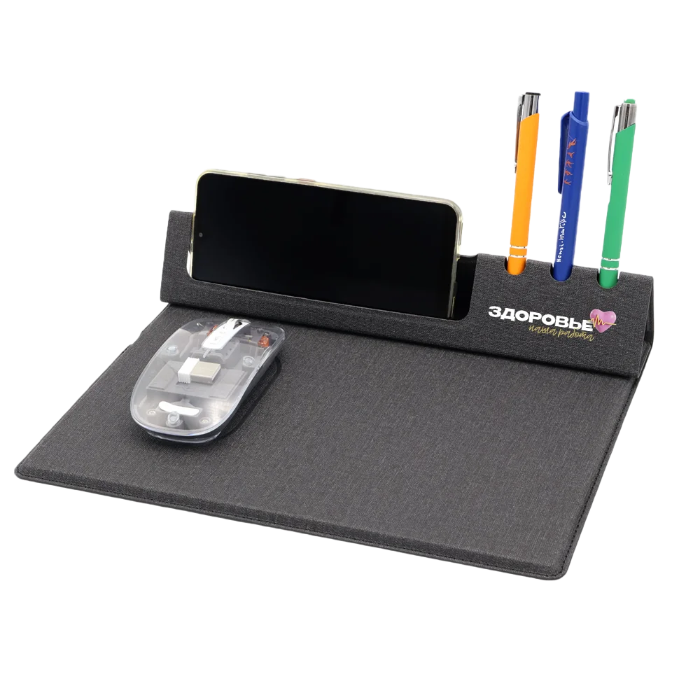 Коврик для мышки с беспроводной зарядкой Rolter серый - фото 5