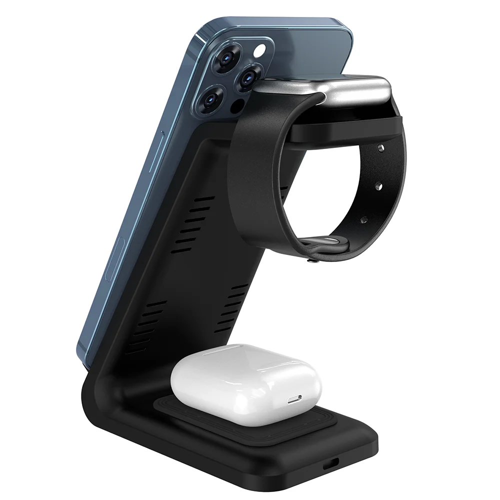 Беспроводное мультизарядное устройство Standy 15W черный - фото 2