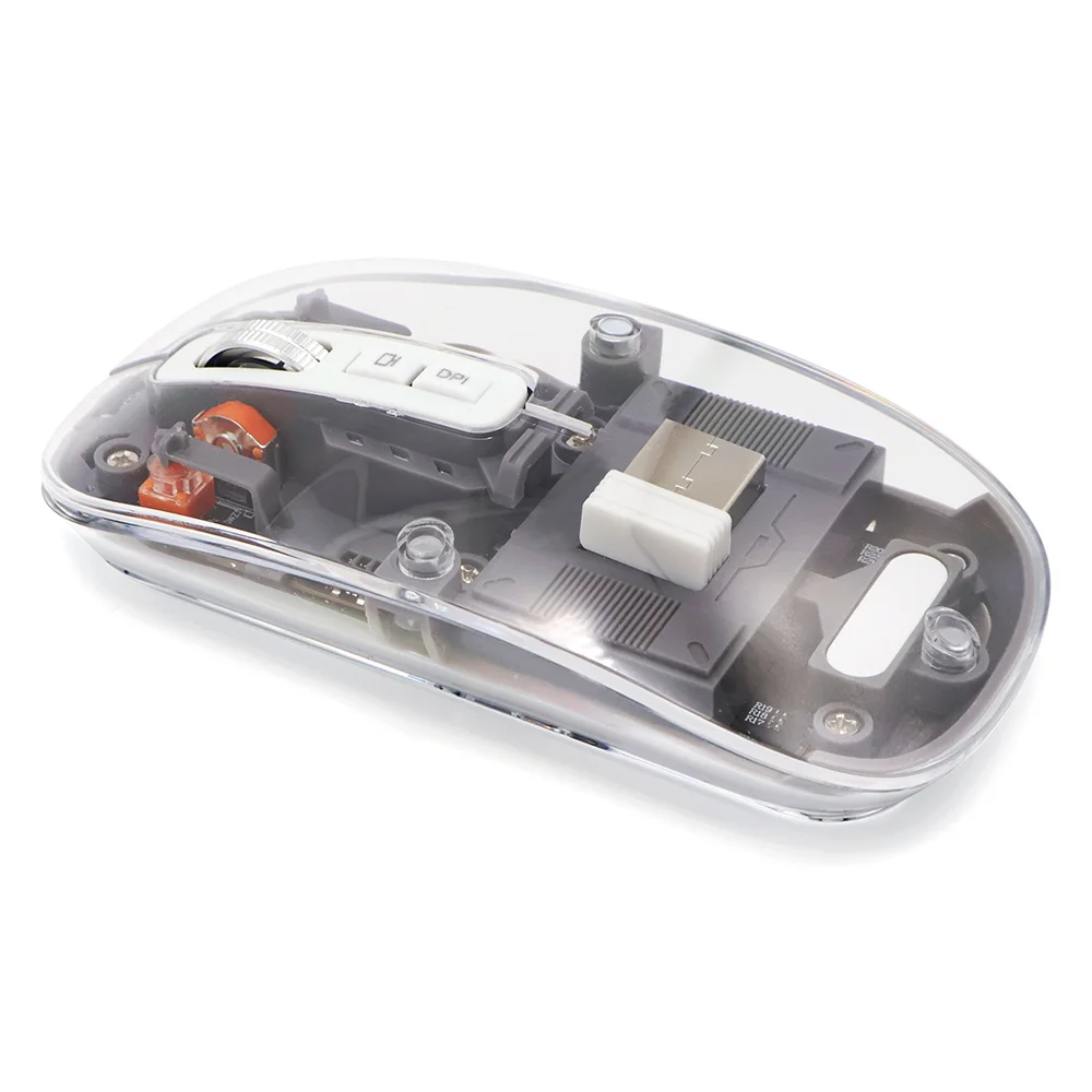 Мышь компьютерная беспроводная прозрачная Crystal, черная - фото 2