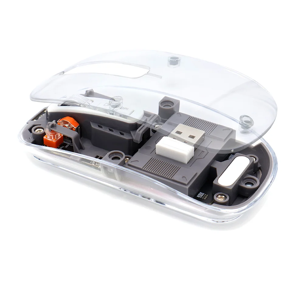 Мышь компьютерная беспроводная прозрачная Crystal, черная - фото 3