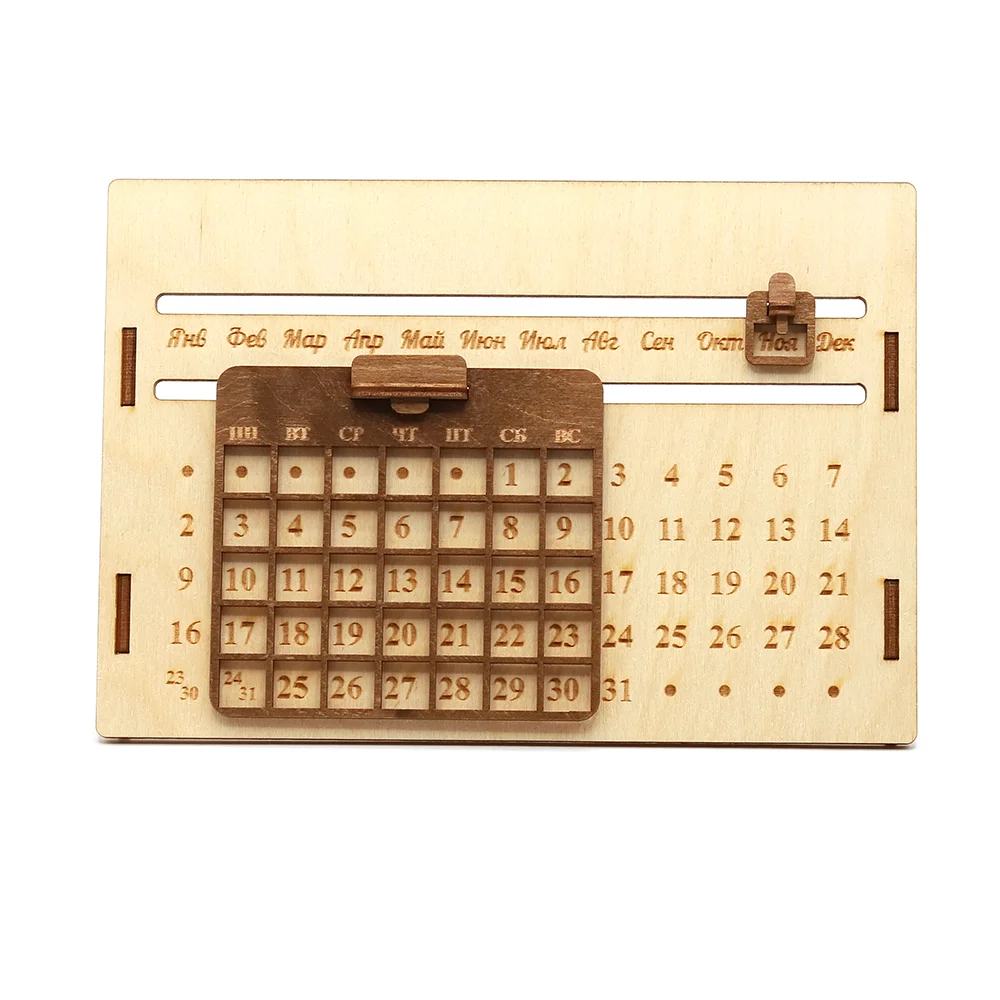 Деревянный вечный календарь Коричневый - фото 2