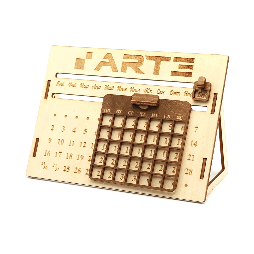 Деревянный вечный календарь Коричневый - фото 3