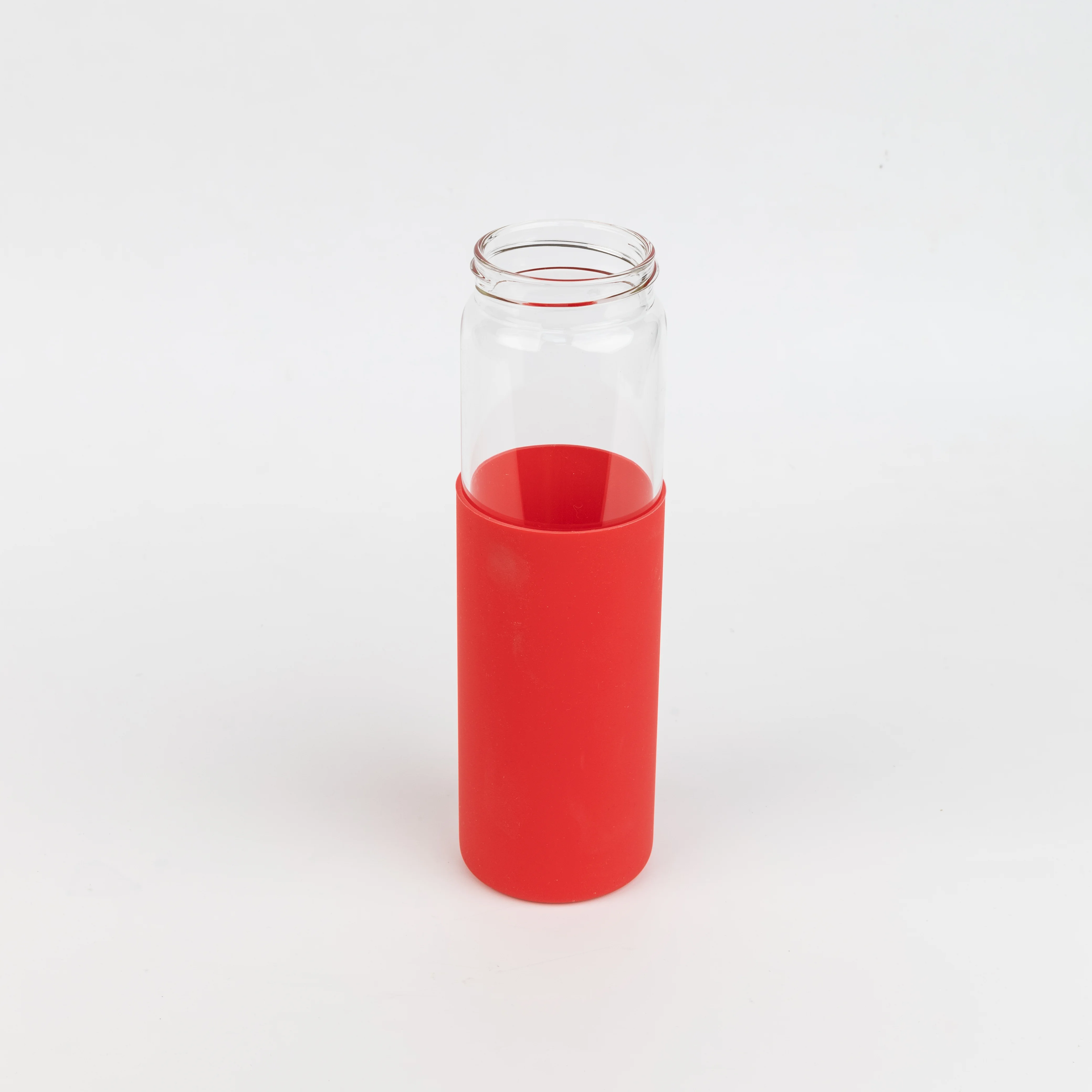 Бутылка стеклянная с силиконовой манжетой и бамбуковой крышкой Glass красная 500 мл - фото 3