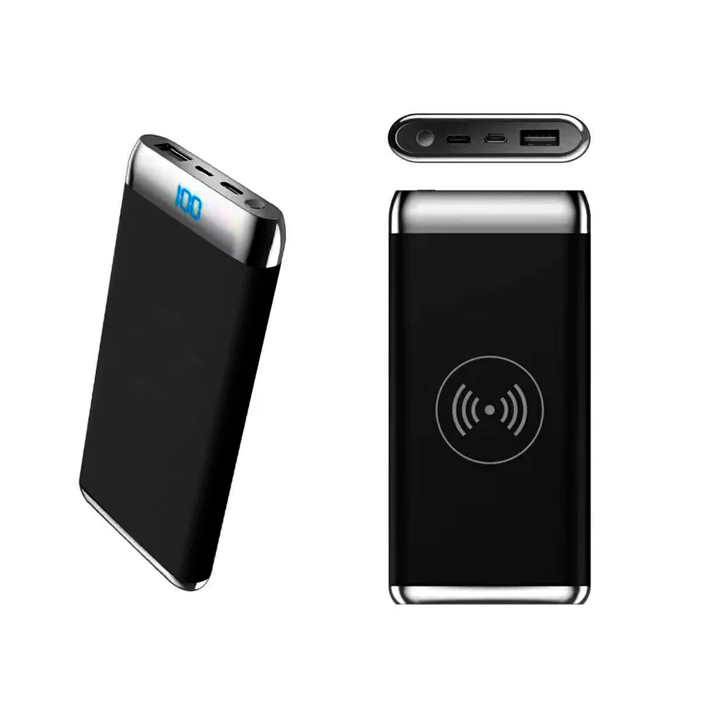 Внешний аккумулятор Wolfrock с беспроводной зарядкой soft-touch покрытием 10000 mAh черный - фото 3