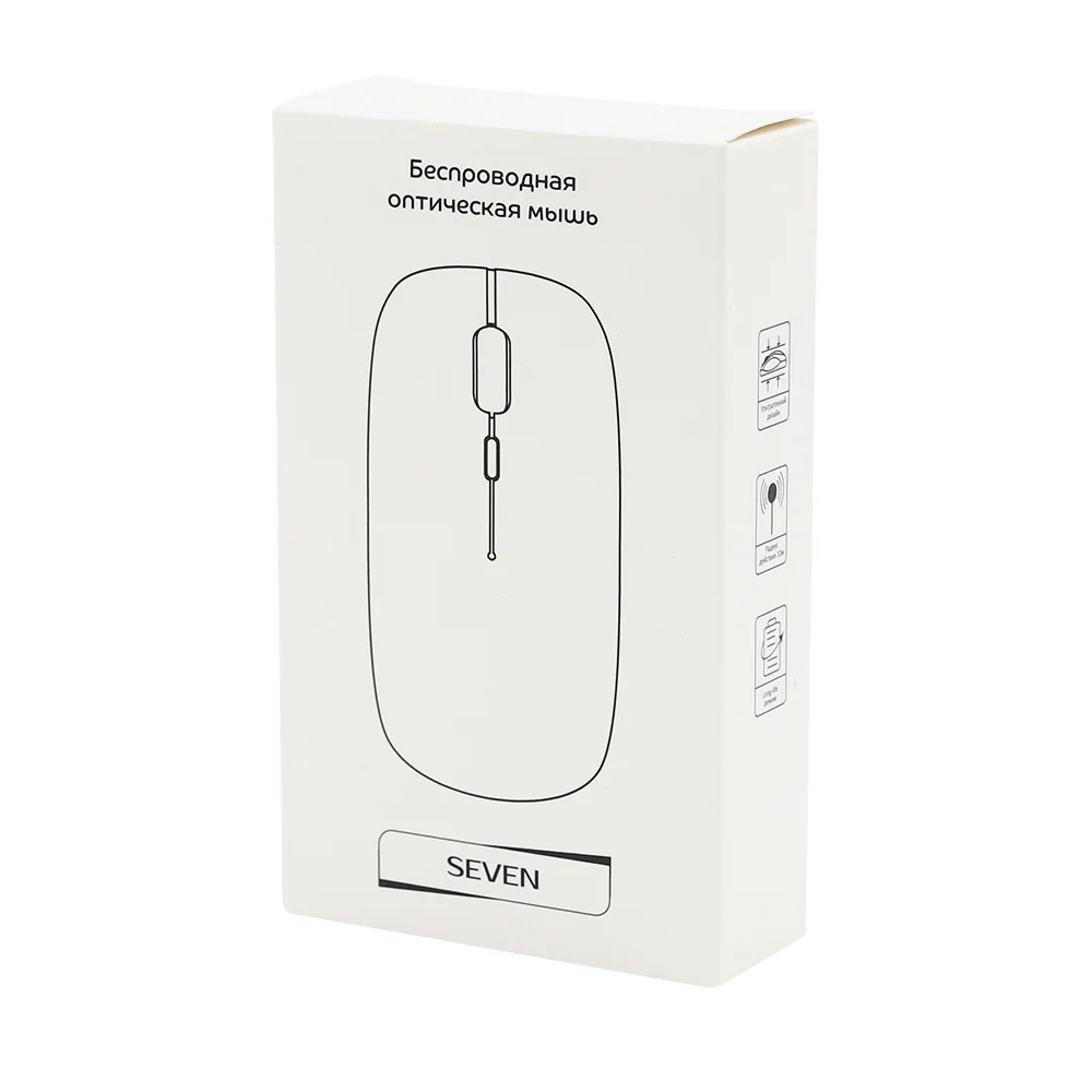 Мышь компьютерная беспроводная Seven, черная - фото 2