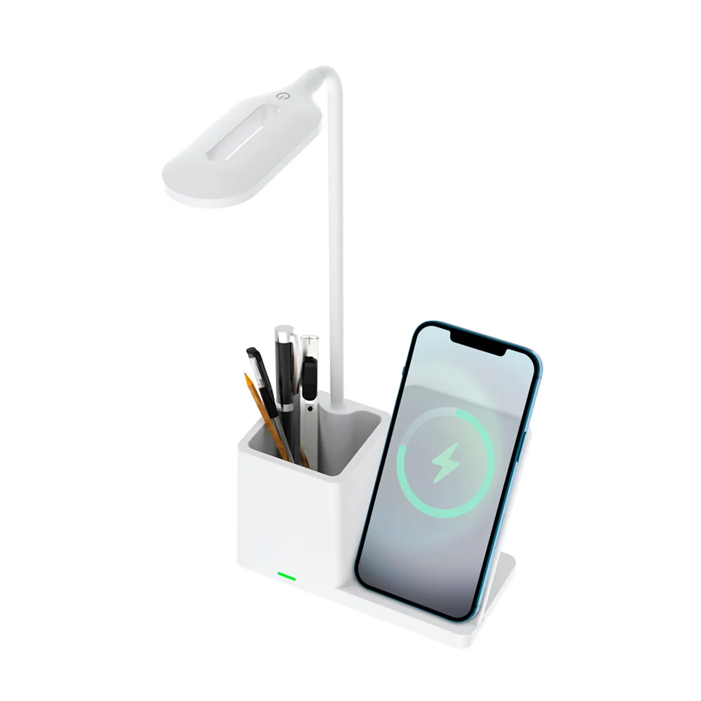 Настольная лампа с беспроводной зарядкой Stark, белая - фото 1