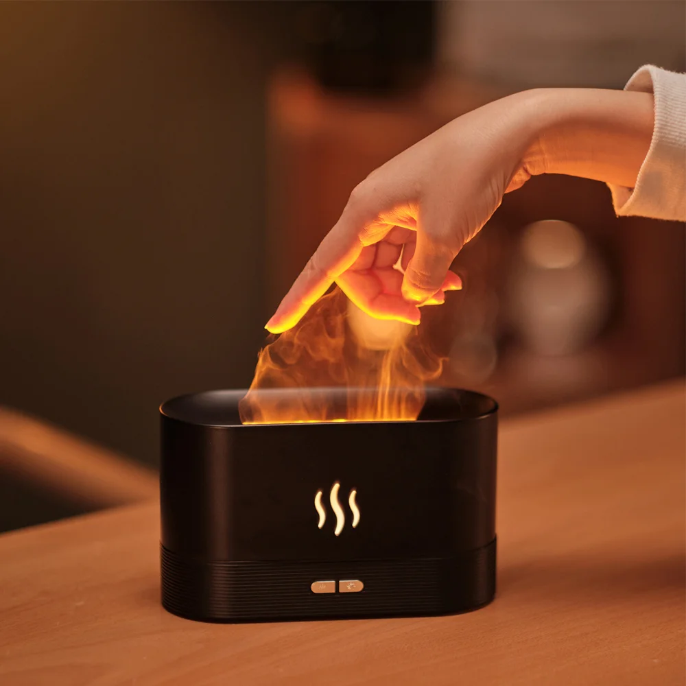 Светодиодный USB увлажнитель-ароматизатор Flame, черный, 180 мл - фото 2