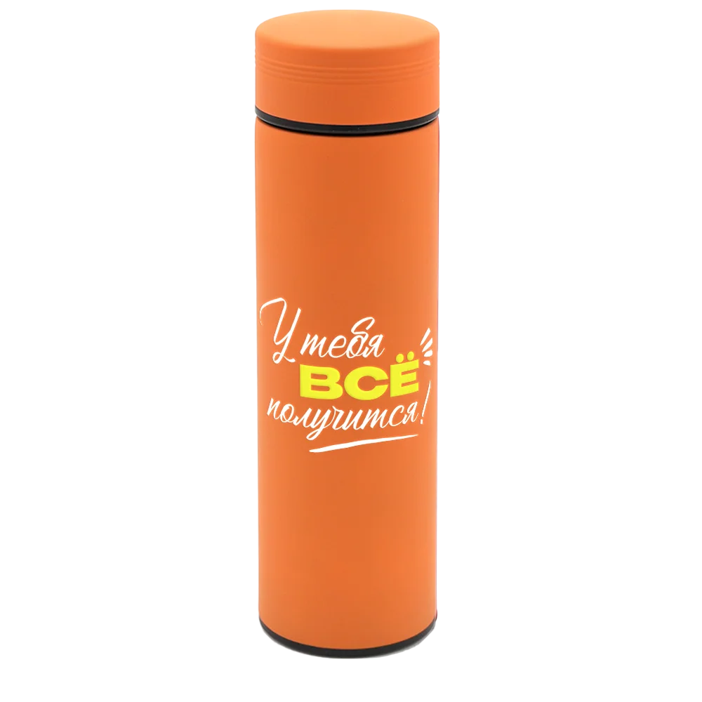 Термос Bronx софт-тач оранжевого цвета 450 мл - фото 3