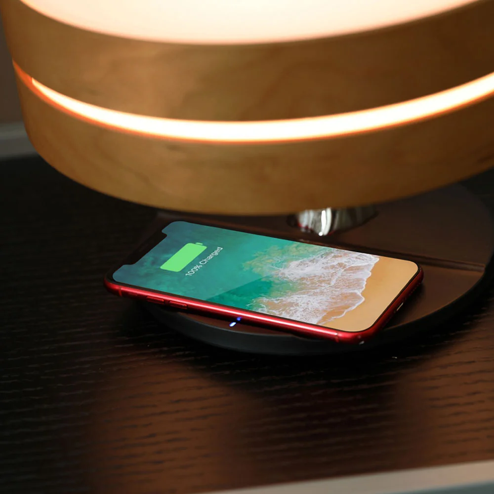 Интерьерная лампа с колонкой и беспроводной зарядкой Aronda Коричневый - фото 2