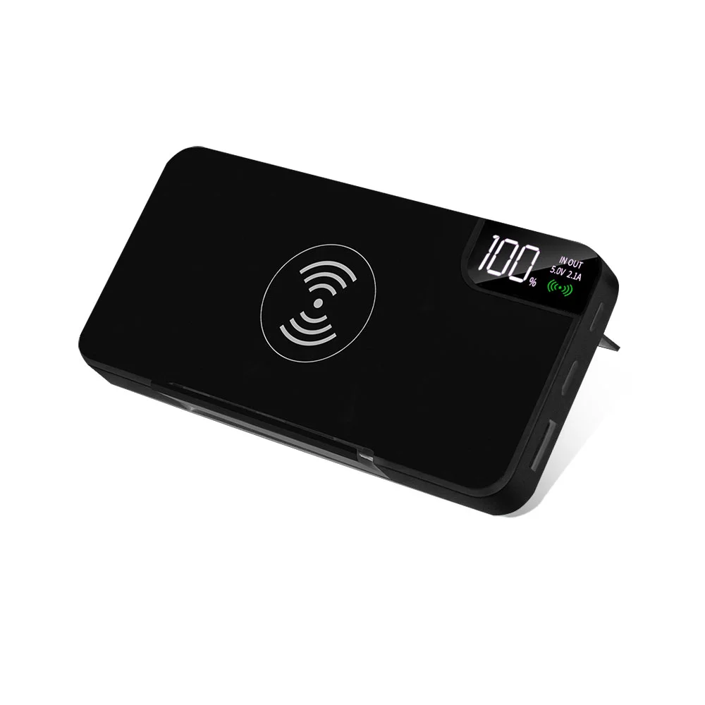 Внешний аккумулятор gPro QI с беспроводной зарядкой 10000 mAh черный - фото 1