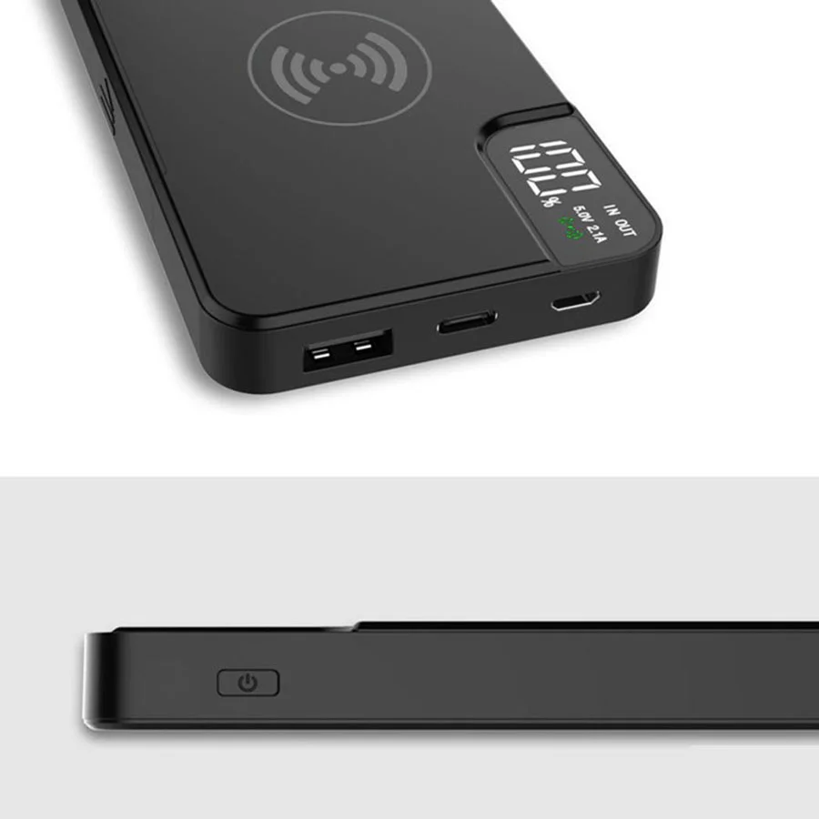 Внешний аккумулятор gPro QI с беспроводной зарядкой 10000 mAh черный - фото 4