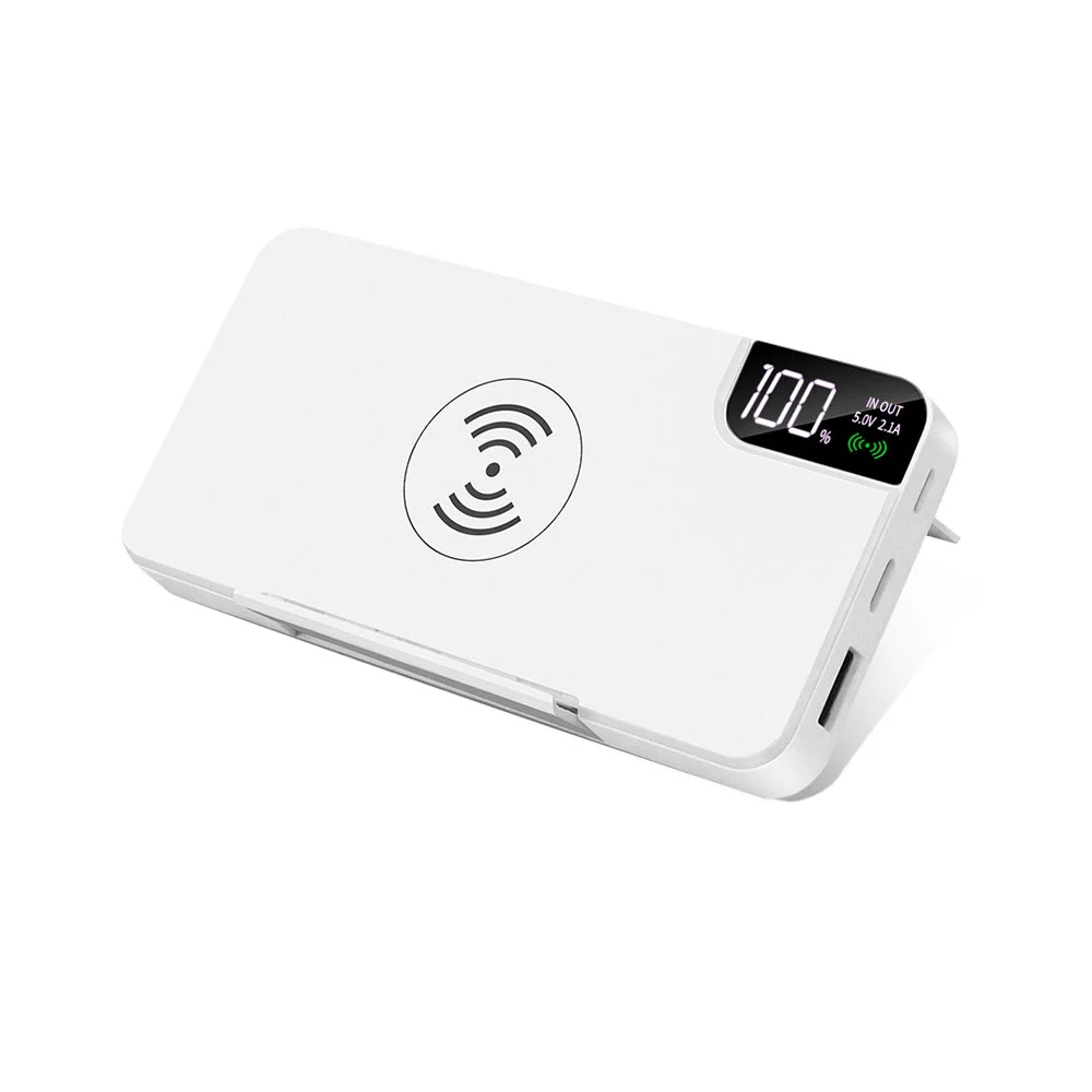 Внешний аккумулятор gPro QI с беспроводной зарядкой 10000 mAh белый - фото 1