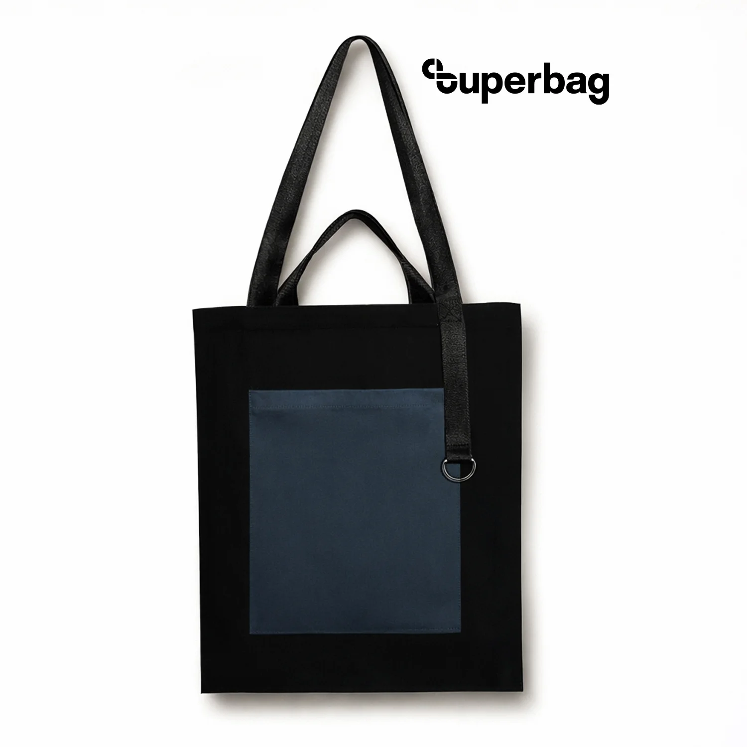 Шоппер Superbag Big Pocket с карманом на молнии черный с темно-серым - фото 2