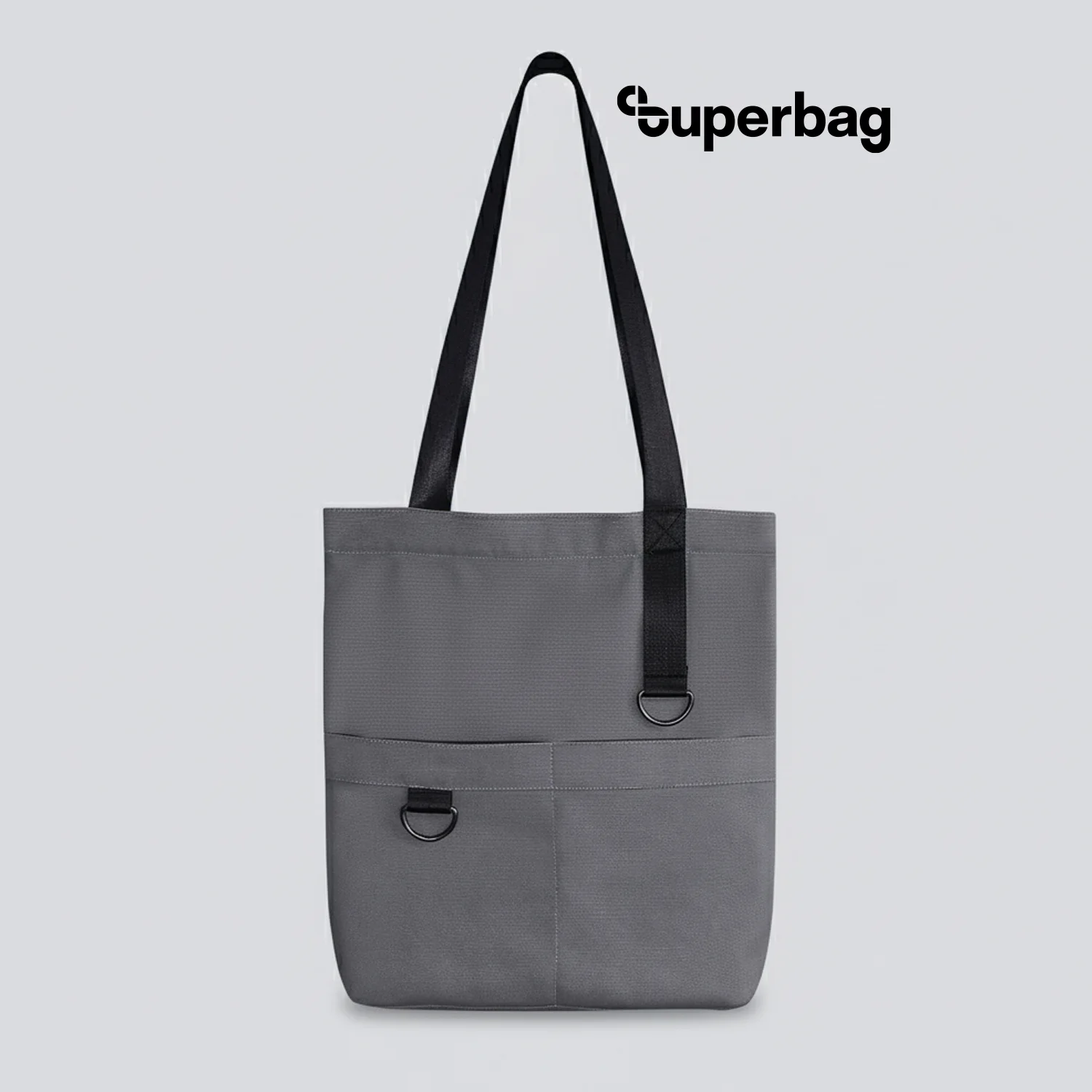 Шоппер Superbag ZIP с двумя карманами и молнией серый - фото 2