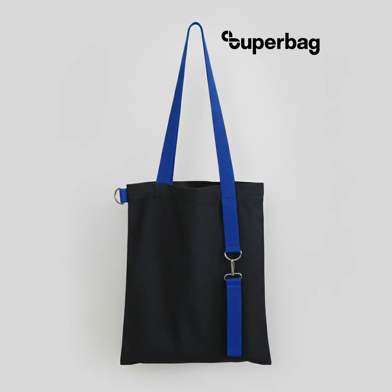 Шоппер Superbag black с ремувкой 4sb чёрный с синим - фото 2