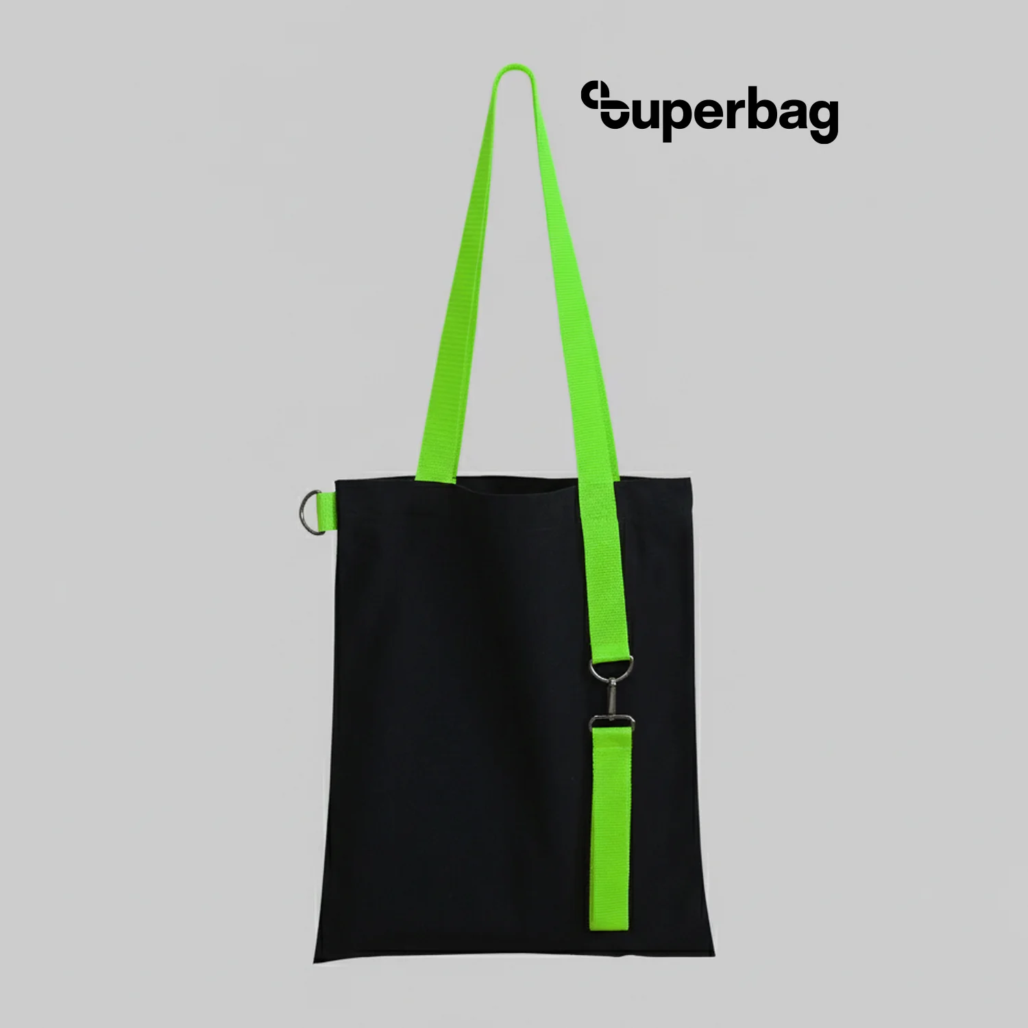Шоппер Superbag black с ремувкой 4sb чёрный с салатовым - фото 2