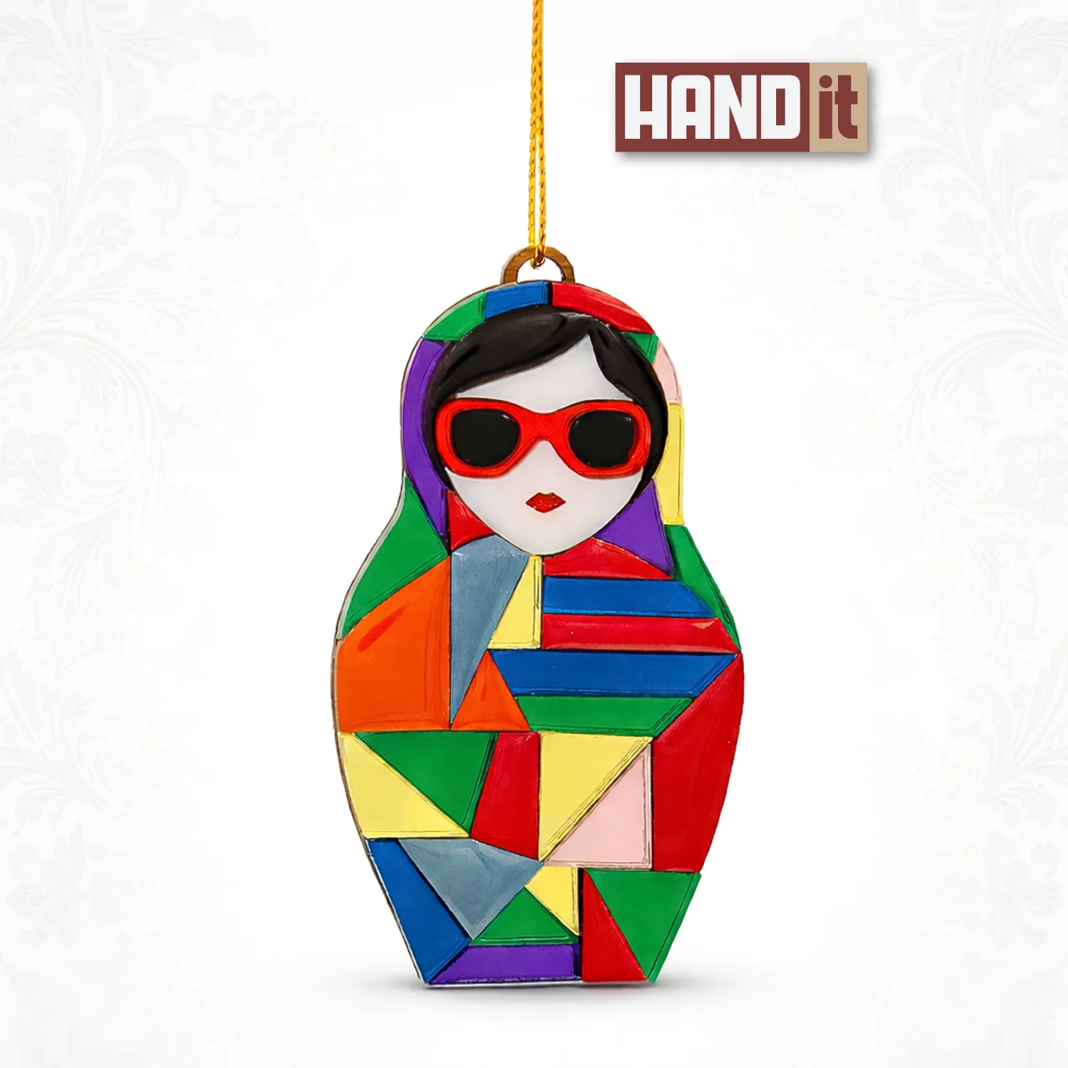 Ёлочная игрушка Матрешка с мозаикой разноцветный - фото 2