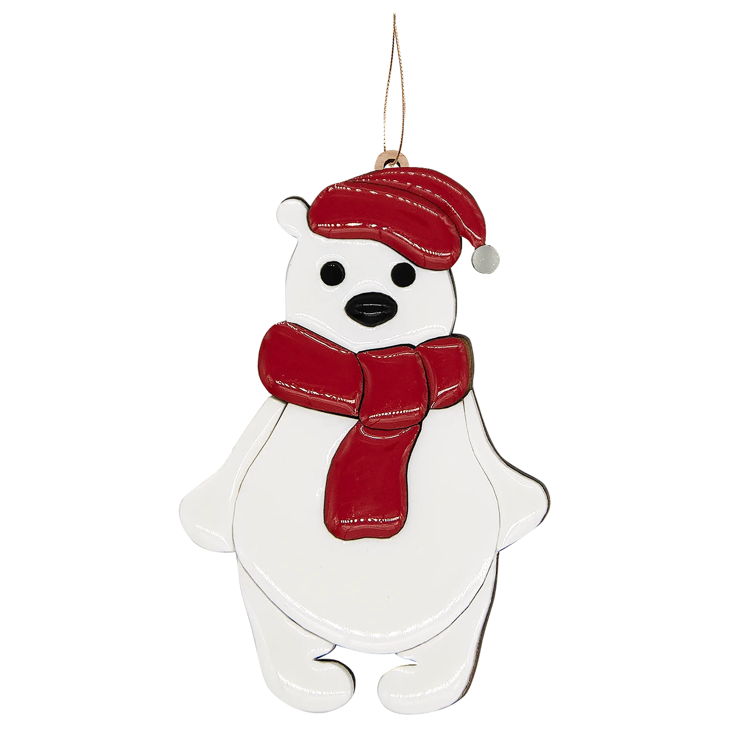 Ёлочная Игрушка Медвежонок (белый с красным) - фото 2