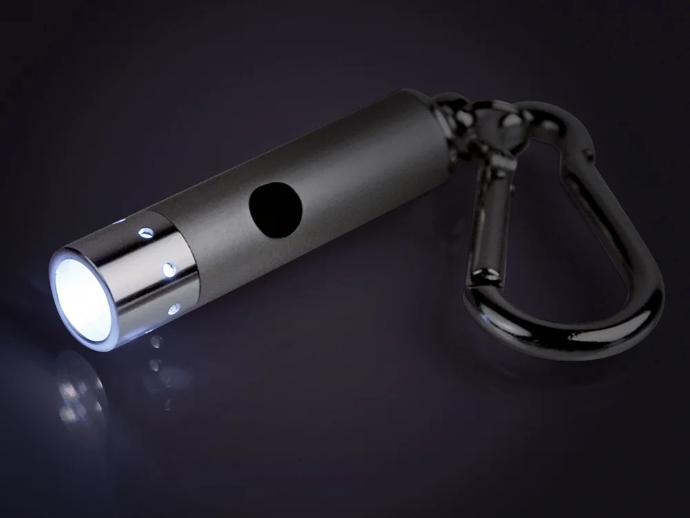 Брелок-фонарик Карабин серебристый - фото 2