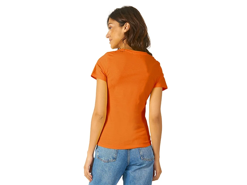 Футболка Heavy Super Club женская с V-образным вырезом оранжевый M - фото 3