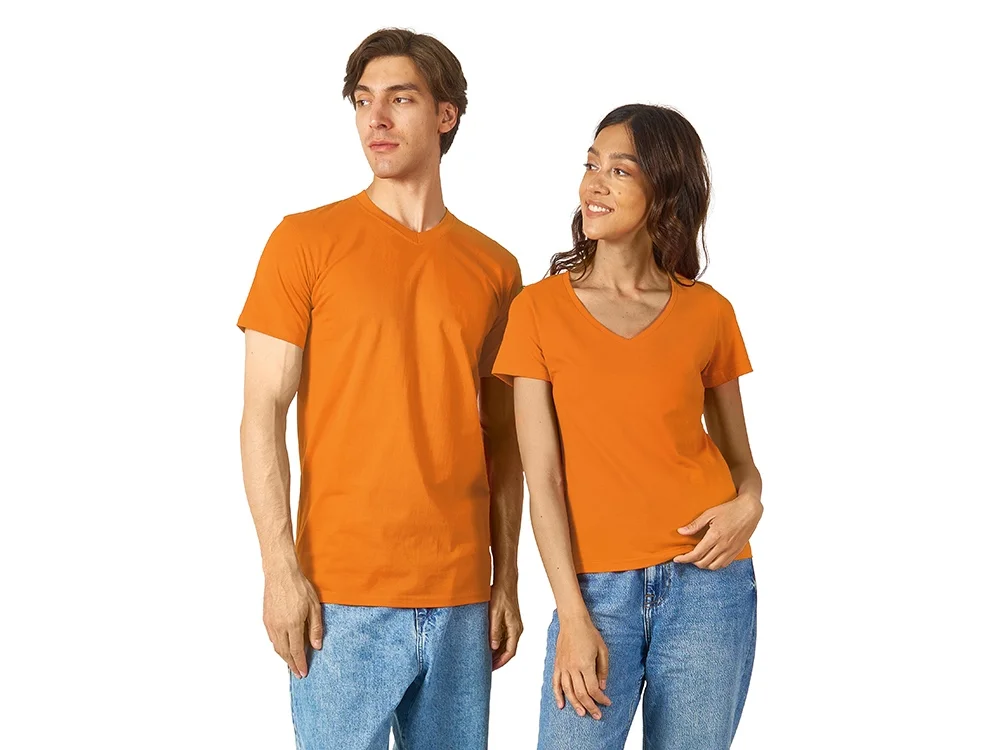 Футболка Heavy Super Club женская с V-образным вырезом оранжевый M - фото 5