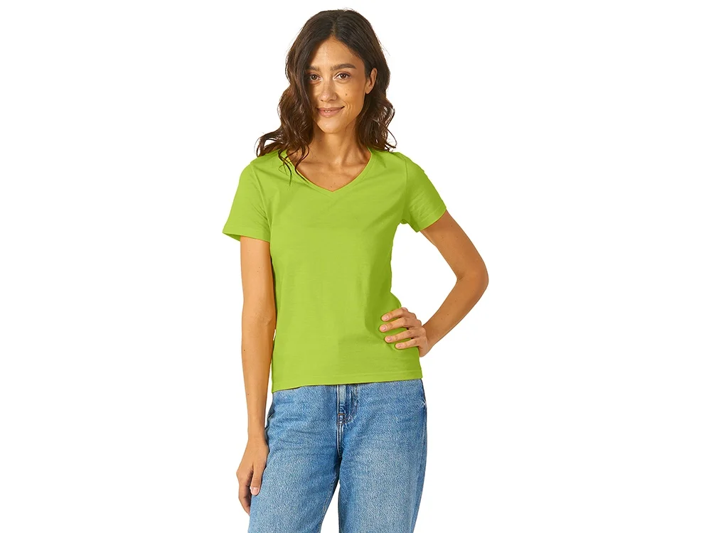Футболка Heavy Super Club женская с V-образным вырезом зеленое яблоко M - фото 3