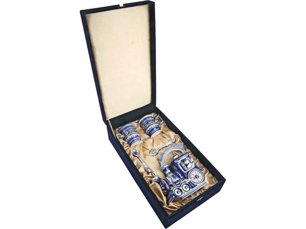 Чайный набор Поезд белый/синий 1400 мл 2 х 200 - фото 2