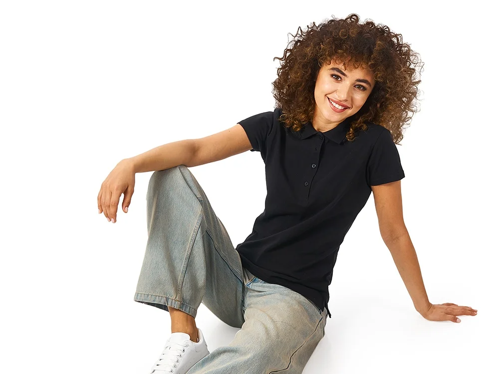 Рубашка поло "First" женская, черный, S - фото 2