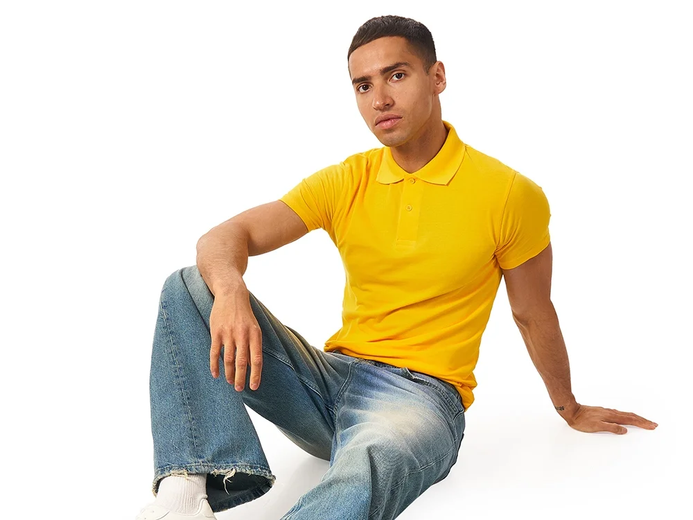 Рубашка поло "First" мужская, золотисто-желтый, M - фото 2