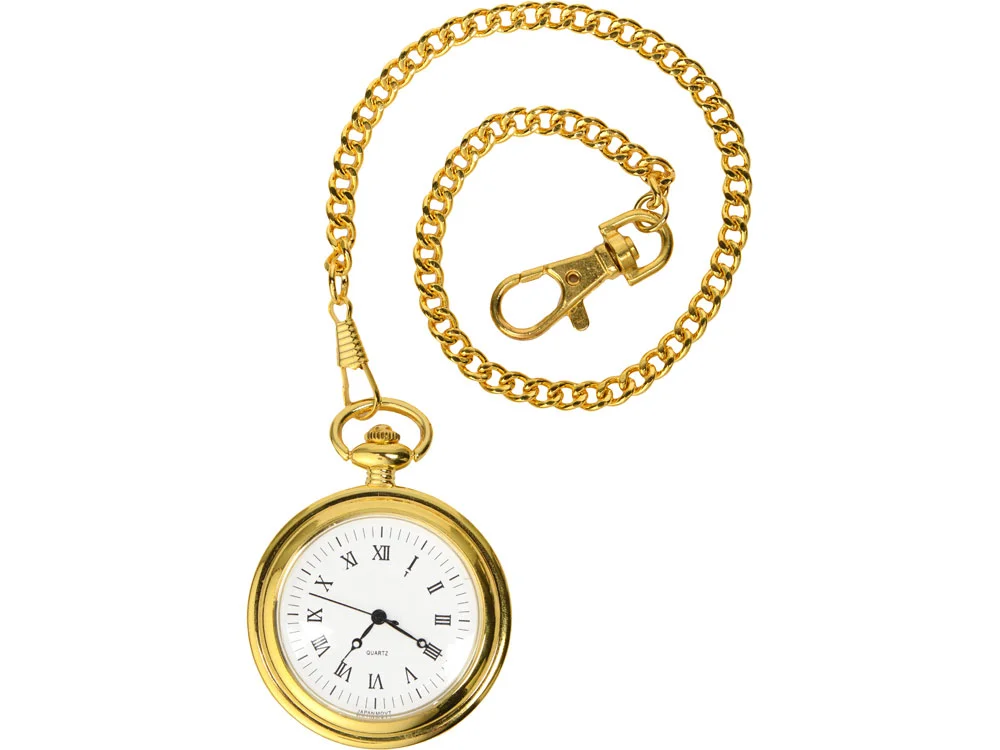 Часы с цепочкой на подставке, золотистый, красное дерево - фото 2