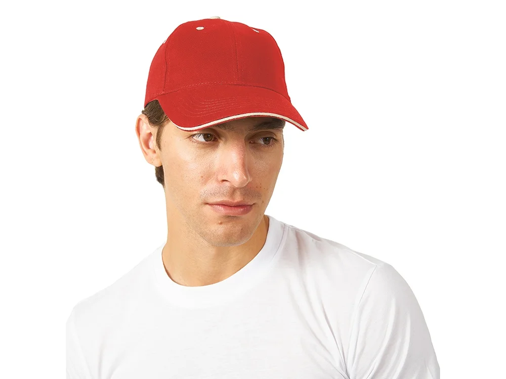 Бейсболка «New Castle», красный/натуральный - фото 2