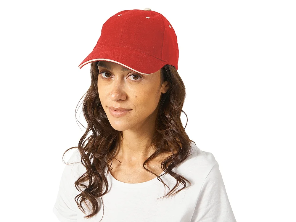 Бейсболка «New Castle», красный/натуральный - фото 3