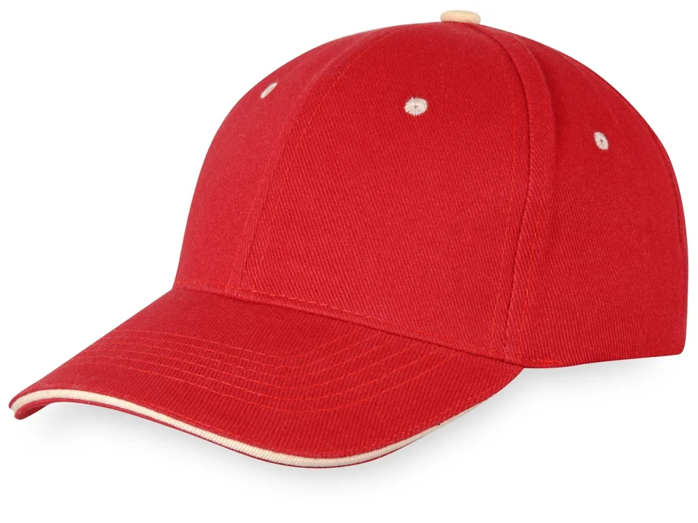Бейсболка «New Castle», красный/натуральный - фото 4