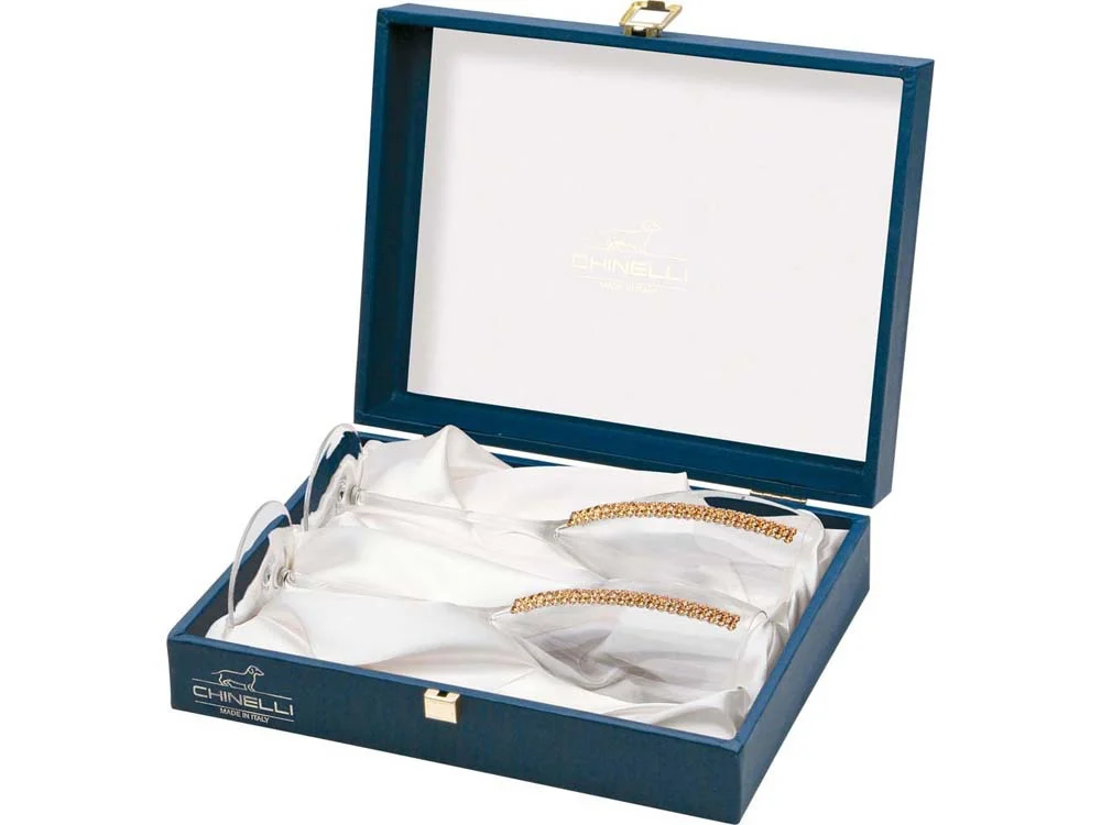 Набор бокалов для шампанского прозрачный/золотистый 2 х 250 - фото 2