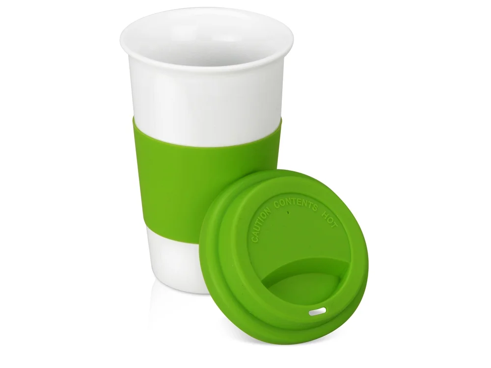 Кружка «Нью-Йорк»  с силиконовой крышкой и манжетой, зеленый/белый, 300 мл - фото 2