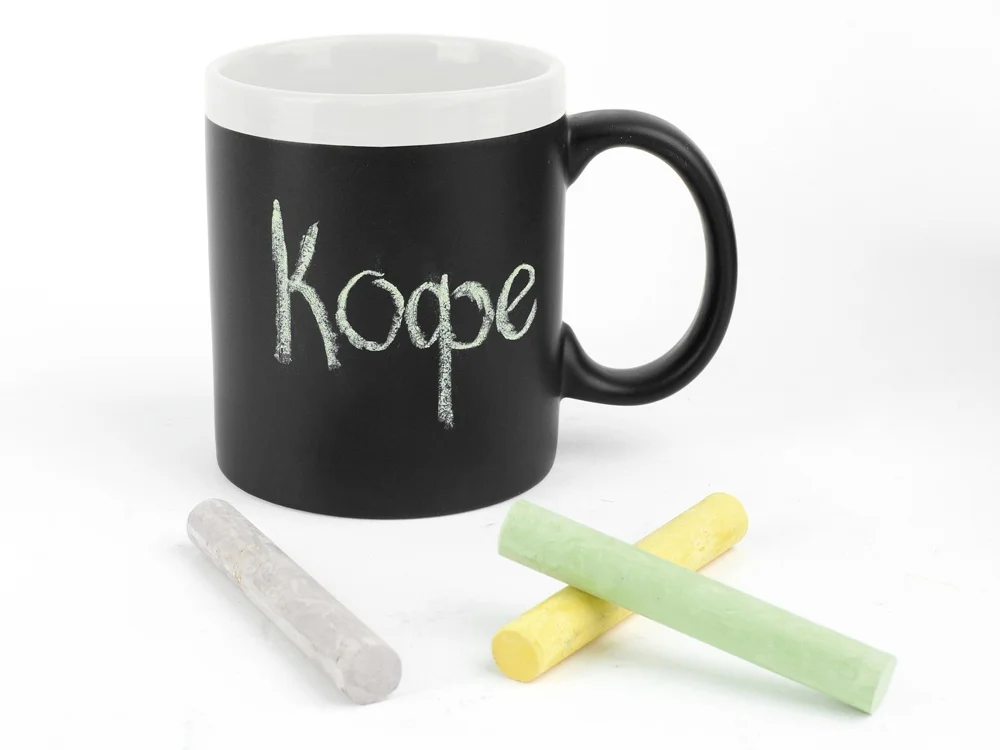 Кружка с покрытием для рисования мелом Да Винчи черный/белый 320 мл - фото 2