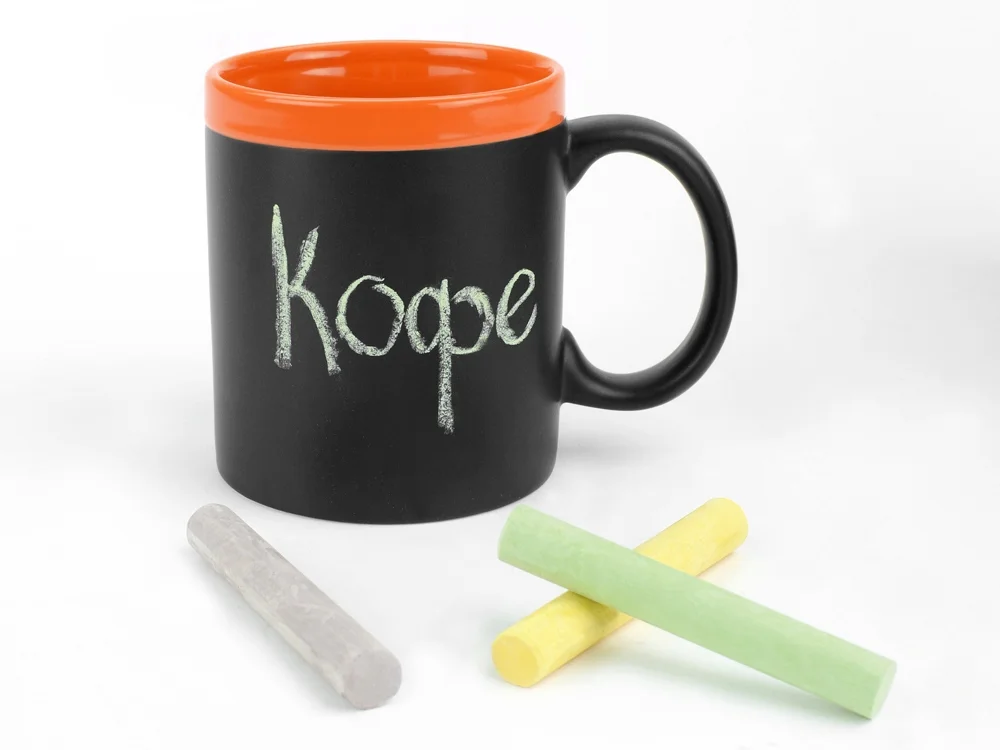 Кружка с покрытием для рисования мелом «Да Винчи», черный/оранжевый, 320 мл - фото 2