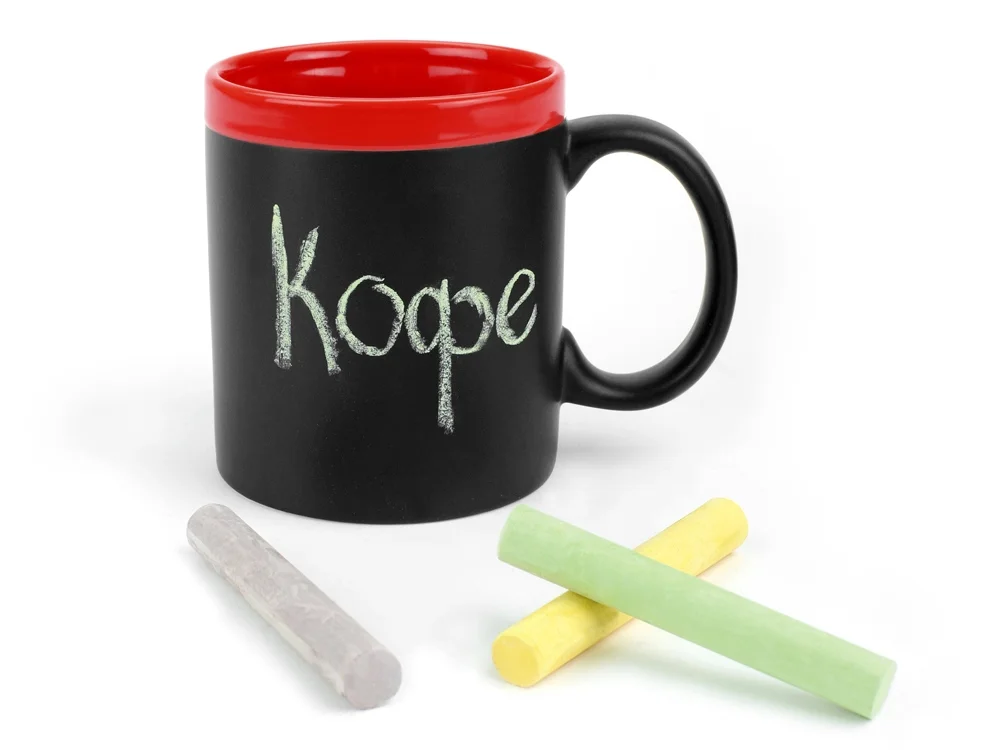 Кружка с покрытием для рисования мелом Да Винчи черный/красный 320 мл - фото 2