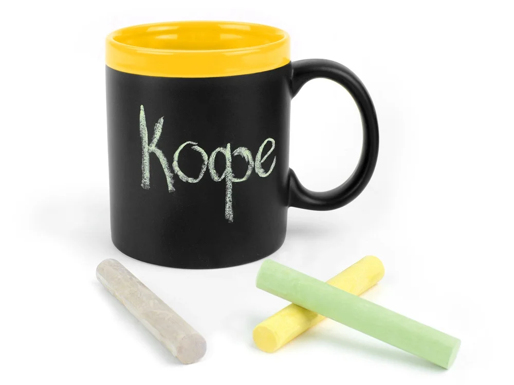 Кружка с покрытием для рисования мелом «Да Винчи», черный/желтый, 320 мл - фото 2