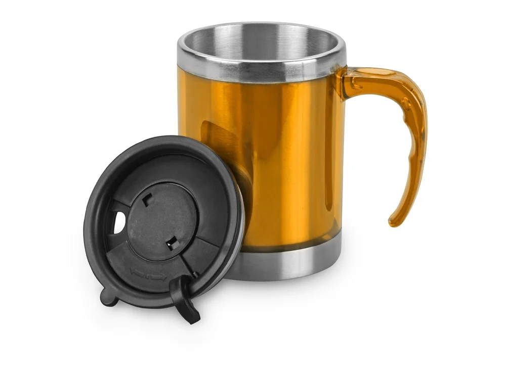 Термокружка Эвбея оранжевый/серебристый/черный 400 мл - фото 3