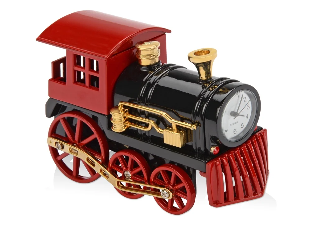 Часы Паровоз черный/красный/золотистый